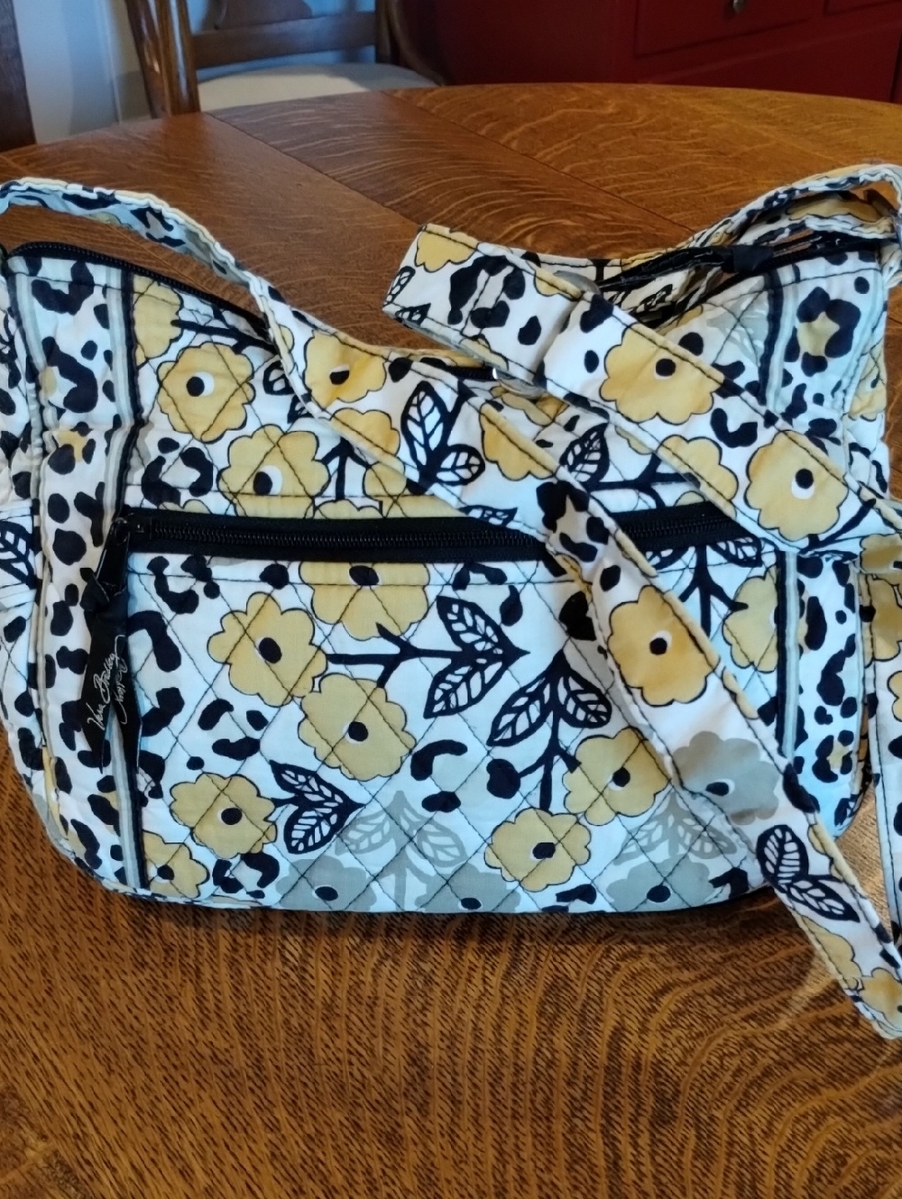 Vera Bradley Yellow Floral Quilted Crossbody with Black Accents